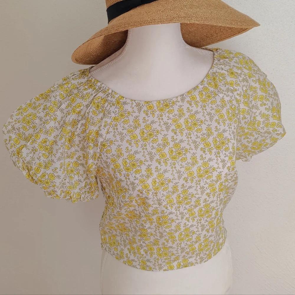 J.Crew Fitted Puff-Sleeve Top In Liberty Chapel Fabric